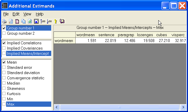 Additional Estimands dialog